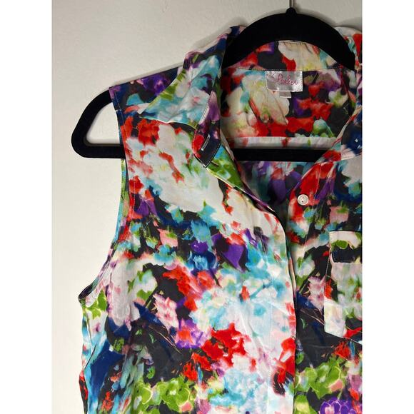 Parker Floral Silk Button Up Blouse - Picture 5 of 16